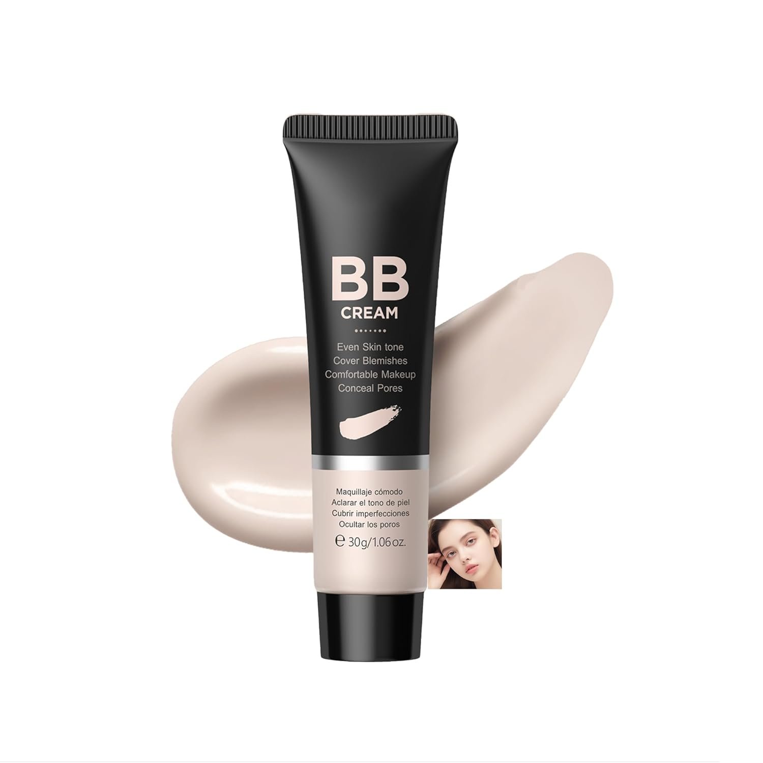 Hydrating BB Cream, Full-Coverage Foundation & Concealer Face Moisturizer for Women Beauty Skin, Even Skin Tone, Oil Control & Cover Flaws, Natural Finish for All Skin Types (Off-White 110)