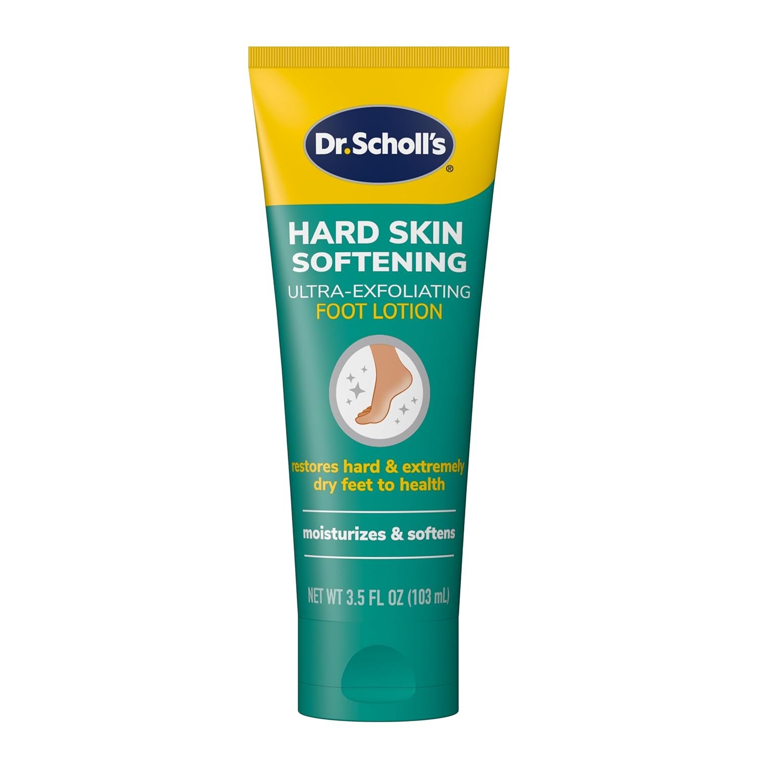 Dr. Scholl’s Dry, Flaky Skin Remover Ultra Exfoliating Foot Lotion Cream, 3.5 oz, Moisturizer with Urea for Rough Dry Cracked Feet, Heal and Soothe for Healthy Looking Feet, Intensive Foot Skin Care