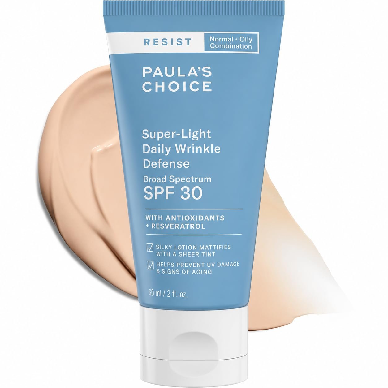 Paula’s Choice RESIST Super-Light Daily Wrinkle Defense Mineral Sunscreen, SPF 30 Face Sunscreen for Oily Skin, Matte Tinted Face Moisturizer, UVA/UVB Protection, Fragrance-Free