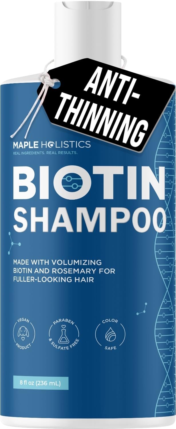 Rosemary and Biotin Shampoo for Thinning Hair – Vegan Volumizing Shampoo for Fine Hair with B Vitamins Argan Oil & Tea Tree Essential Oil – Paraben Silicone and Sulfate Free Vegan Formula (8 Fl Oz)