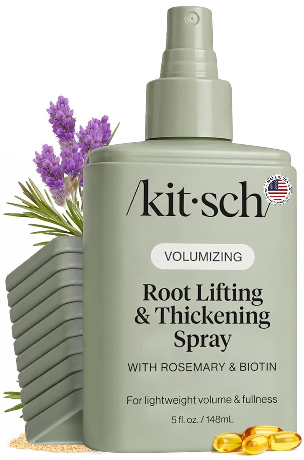 Kitsch Root Hair Volume Spray – Lightweight Hair Volumizer for Instant Lift and Fullness | Hair Thickening Spray With Rosemary and Biotin | Soft, Touchable Volume Finish – 5oz