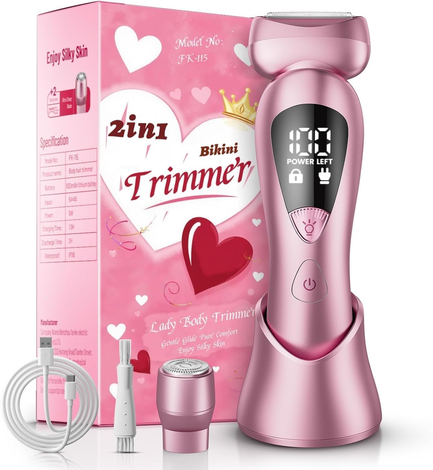 rategist Cordless Electric Razors for Women: Rechargeable Painless Bikini Trimmer for Body Hair – 𝐈𝐏𝐗𝟕 𝐖𝐚𝐭𝐞𝐫𝐩𝐫𝐨𝐨𝐟 Shaver with 𝐋𝐄𝐃 𝐃𝐢𝐬𝐩𝐥𝐚𝐲 for Face/Underarm/Leg Light Pink