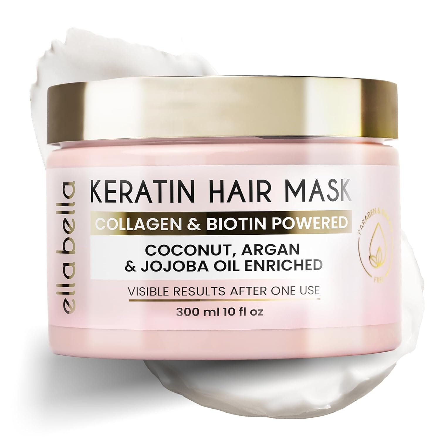 ELLA BELLA® Keratin Hair Mask – Deep Conditioning Hair Treatment & Hair Repair Mask for Dry, Damaged, Curly, and Color-Treated Hair – Hydrating Deep Conditioner for Softness, Shine & Growth