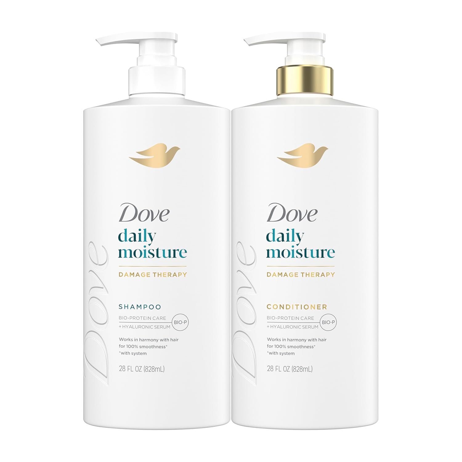 Dove Damage Therapy Shampoo Daily Moisture for Dry Hair with Bio-Protein Care Technology and Hyaluronic Serum 28 Fl Oz