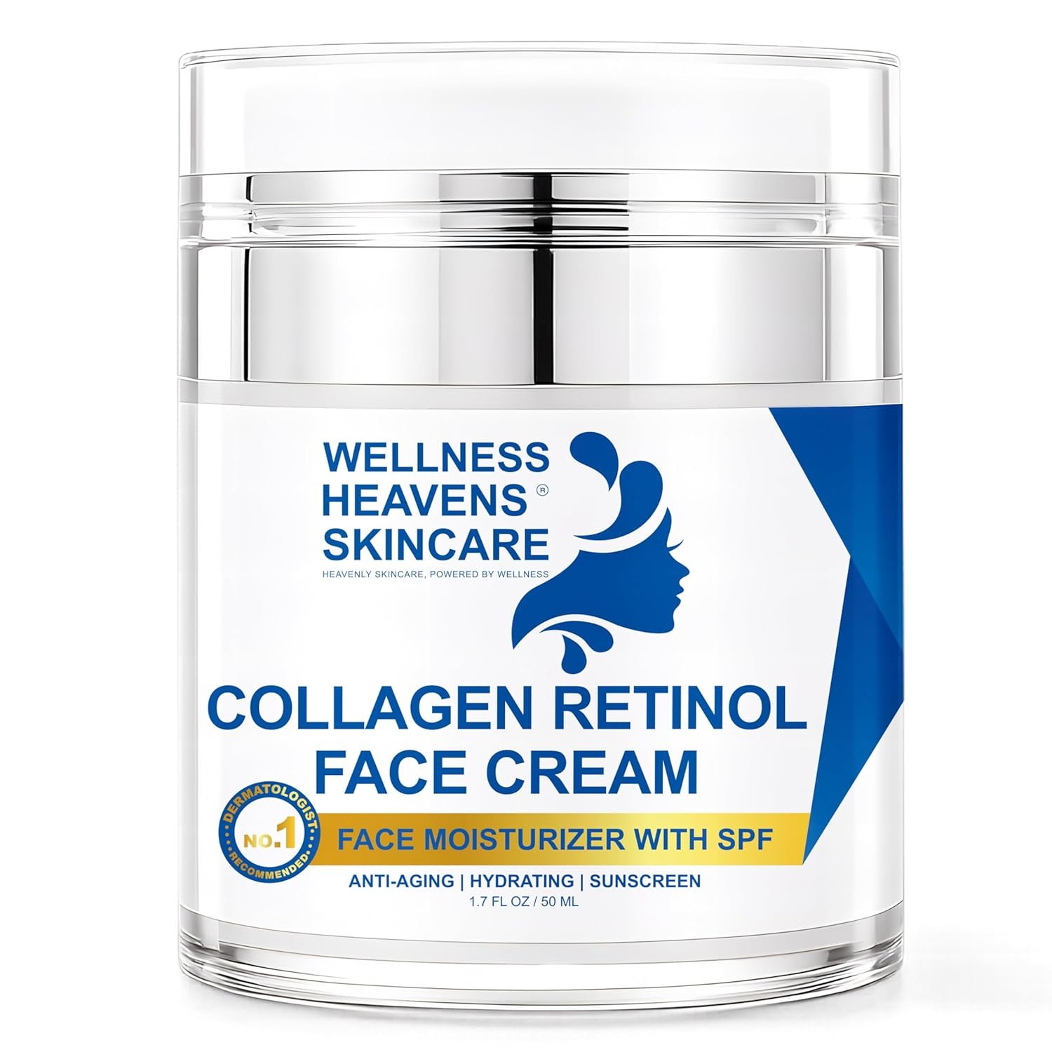 Collagen Retinol Face Cream with SPF – Anti Aging Moisturizer for Face & Neck with Collagen Peptides, Retinol & Hyaluronic Acid – Firming Wrinkle Cream for Women – Day & Night Hydrating Skincare 50ml