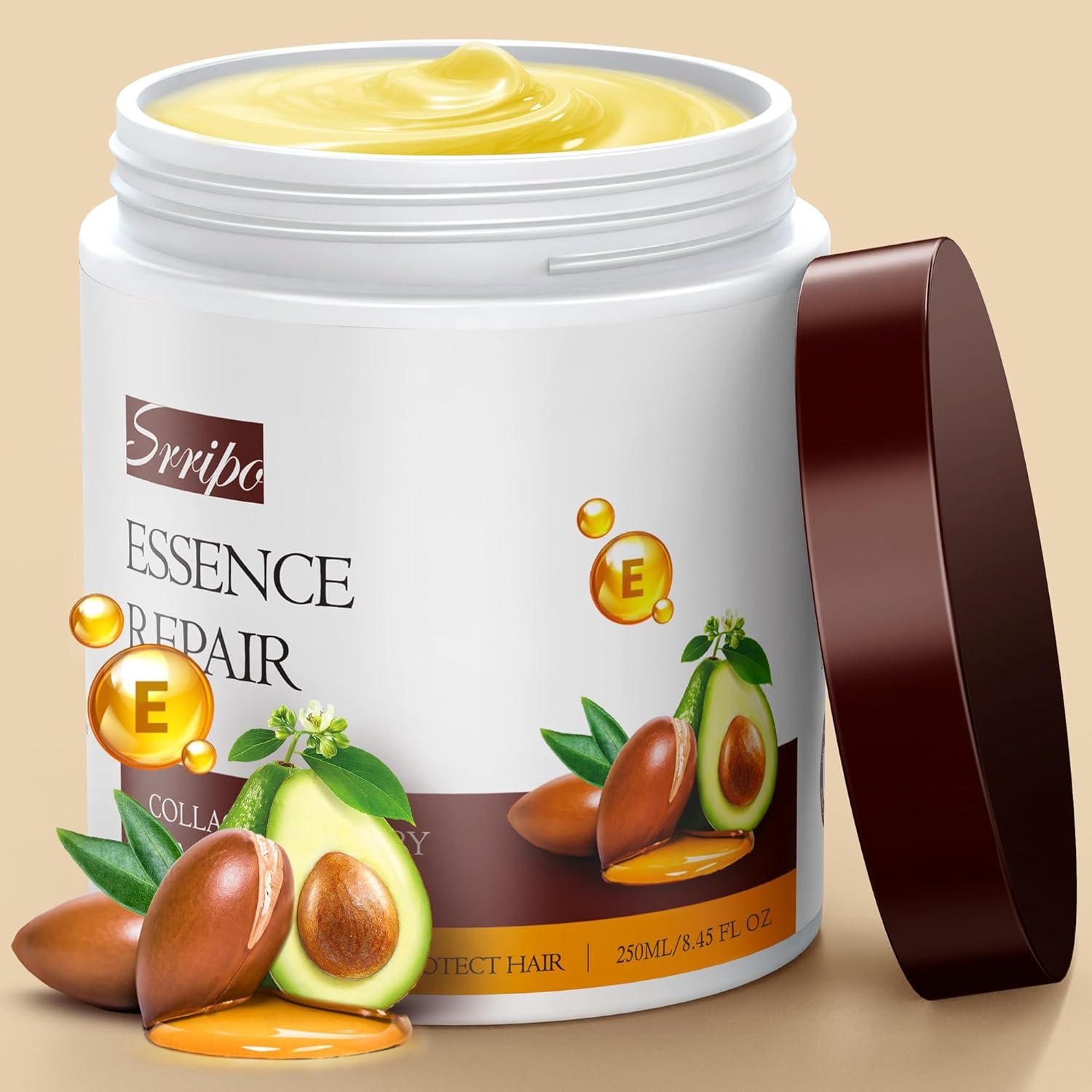 Srripo Collagen Hair Mask for Deep Conditioning, Keratin Hair Treatment with 4 Hydrolyzed Proteins, Moroccan & Avocado Oils Conditioner for Nourish, Calendula Gentian Extracts Care Dry & Damaged Hair