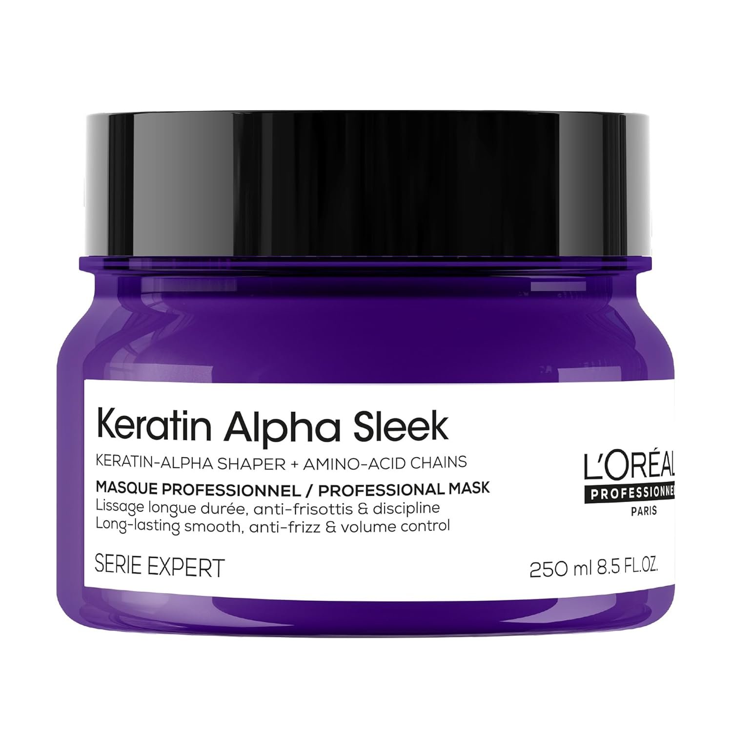 L’Oréal Professionnel Keratin Alpha Sleek Professional Hair Mask – Deeply Nourishes & Smooths, Long-Lasting Frizz Control, Instant Softness & Shine, For All Hair Types