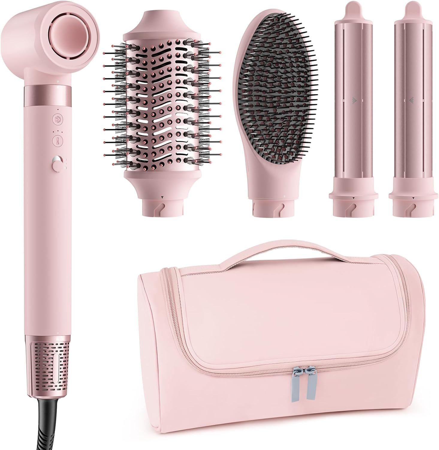 5 in 1 Hot Air Styler Wrap – High-Speed Hair Dryer, Volumizing Brush with Auto Curlers, Fast Drying & Frizz-Free Styling Straightening, No Heat Damage, Includes Travel Bag, Gift for Women
