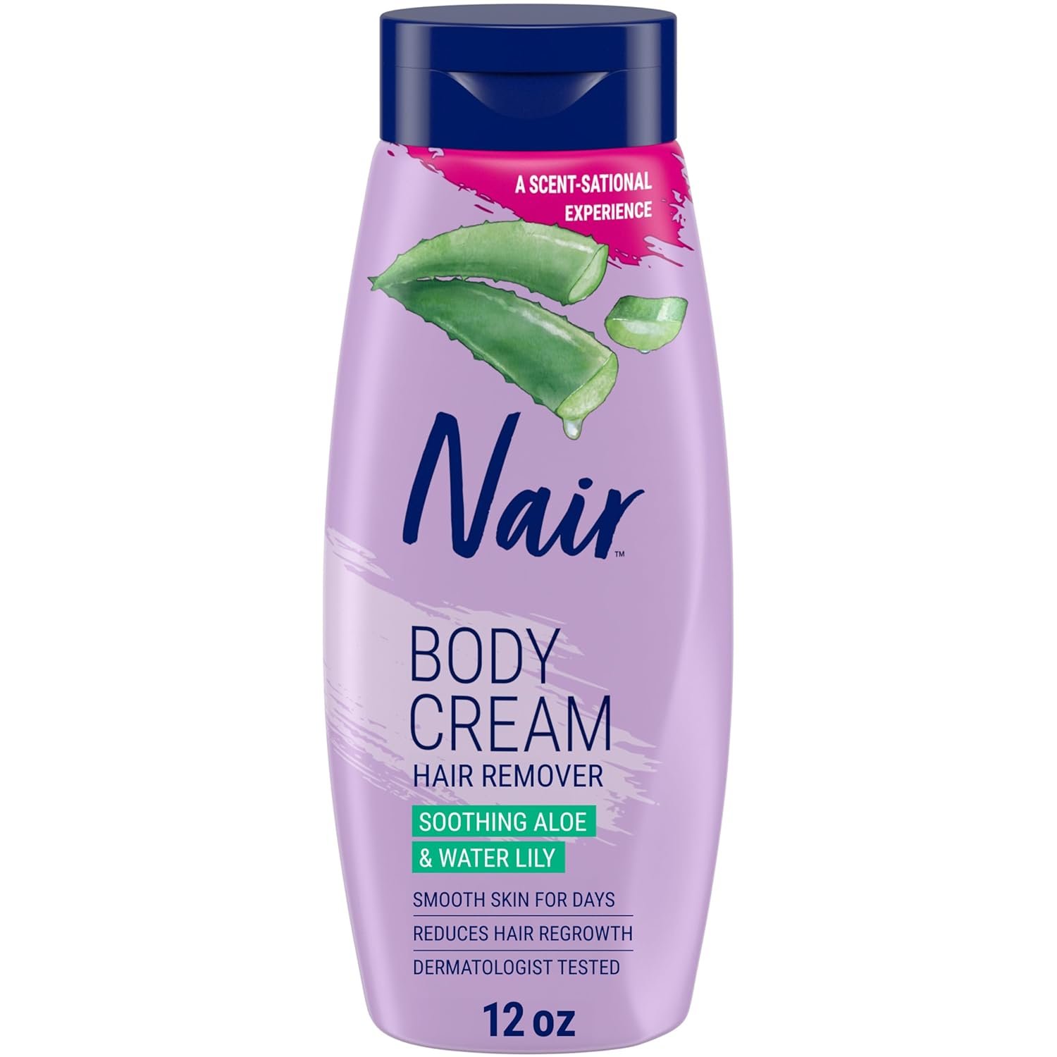 Nair Body Cream Hair Remover, Soothing Aloe and Water Lily, Dermatologist Tested Body Hair Removal Cream, with Evolved Ingredients, 12 Oz – Amazon Exclusive Size