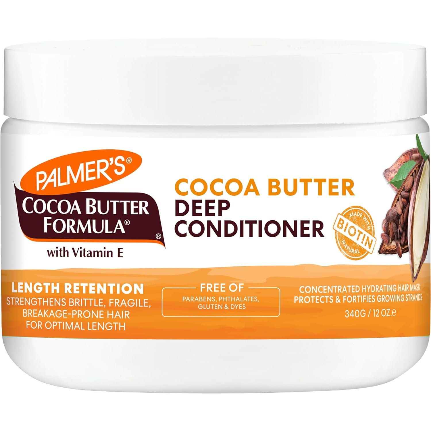 Palmer’s Cocoa Butter & Biotin Length Retention Deep Conditioner, Strengthen, Nourish and Restore Elasticity and Shine, Suitable for All Curly Hair Patterns 8.5 Ounce