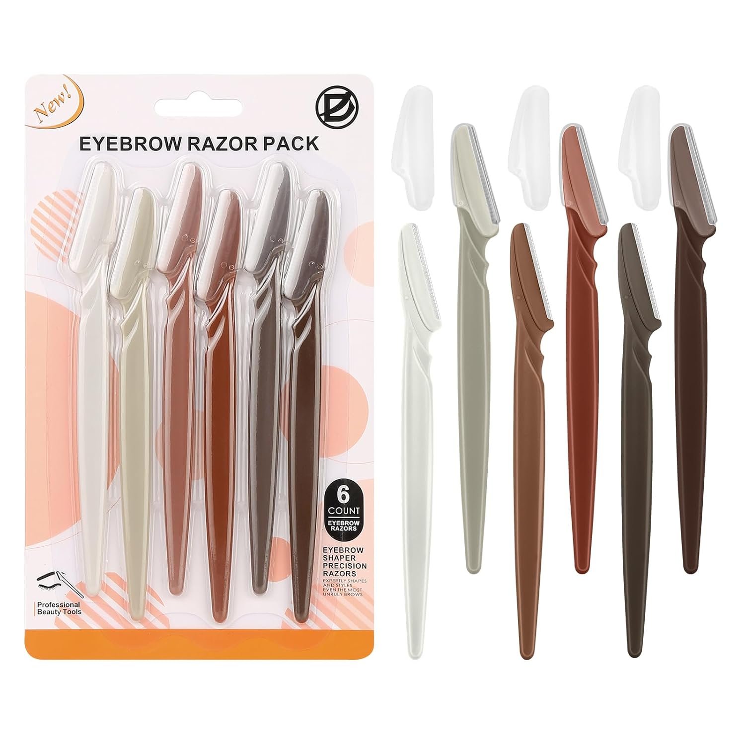 D Dermaplane Razor for Women Face – 6PCS Face Razors for Women – Eyebrow Razor with Precision Cover – Face Shaver for Women – Facial Hair Removal for Men – Neutral