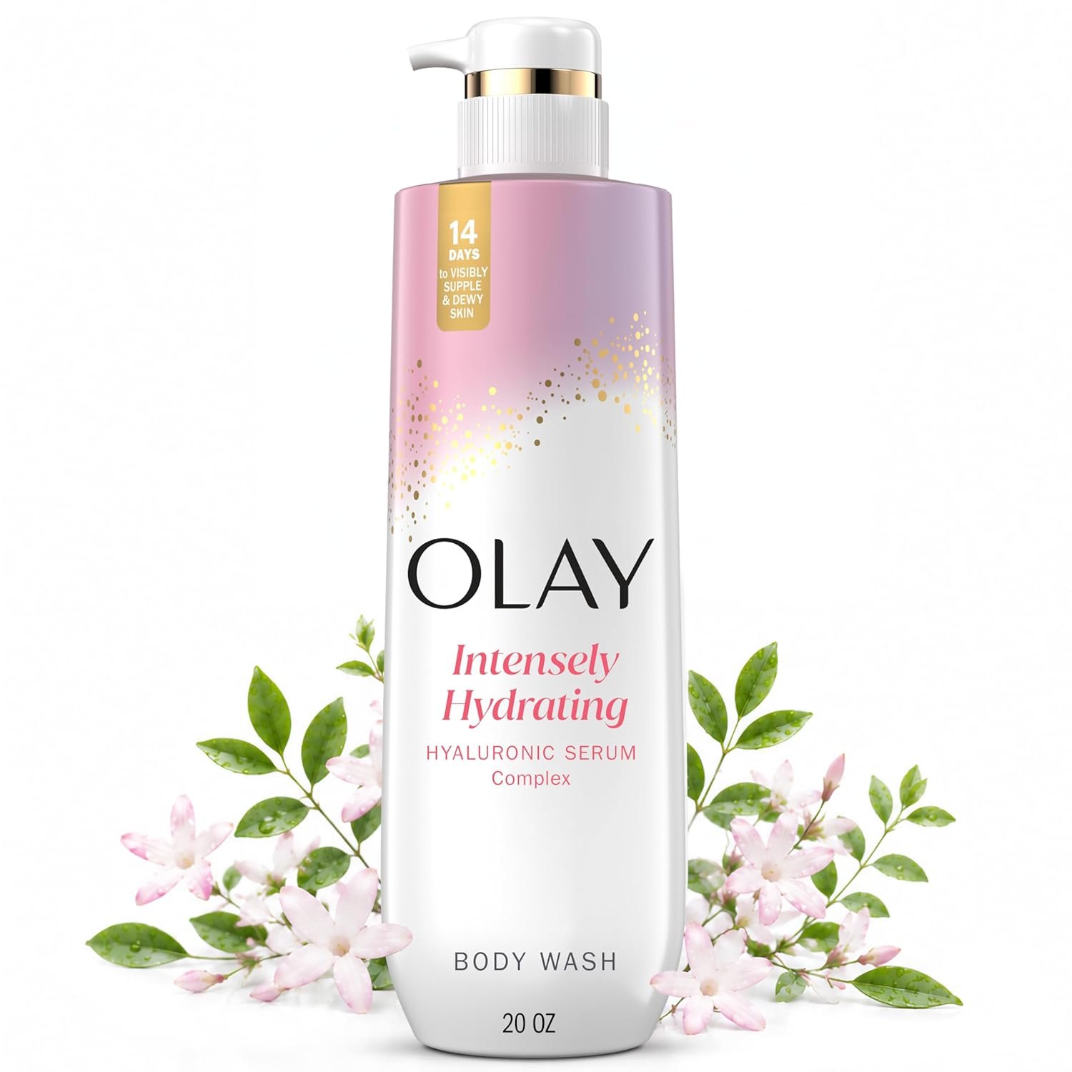 Olay Body Wash for Women, Intensely Hydrating, Hyaluronic Acid Serum Complex, Renews Moisture, Free of Parabens & Phthalates, Vitamin B3 Lameller Technology, For All Skin Types, 20 fl oz