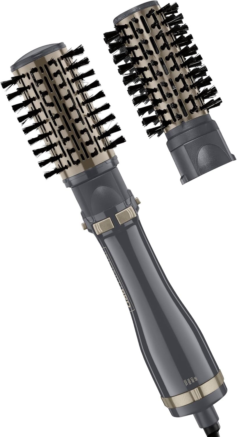 InfinitiPRO by Conair Hot Air Spin Brush Set, 2-Inch and 1.5-Inch Rotating Hot Air Dryer Brush for Volume and Curls, Multicolor, BC191NN