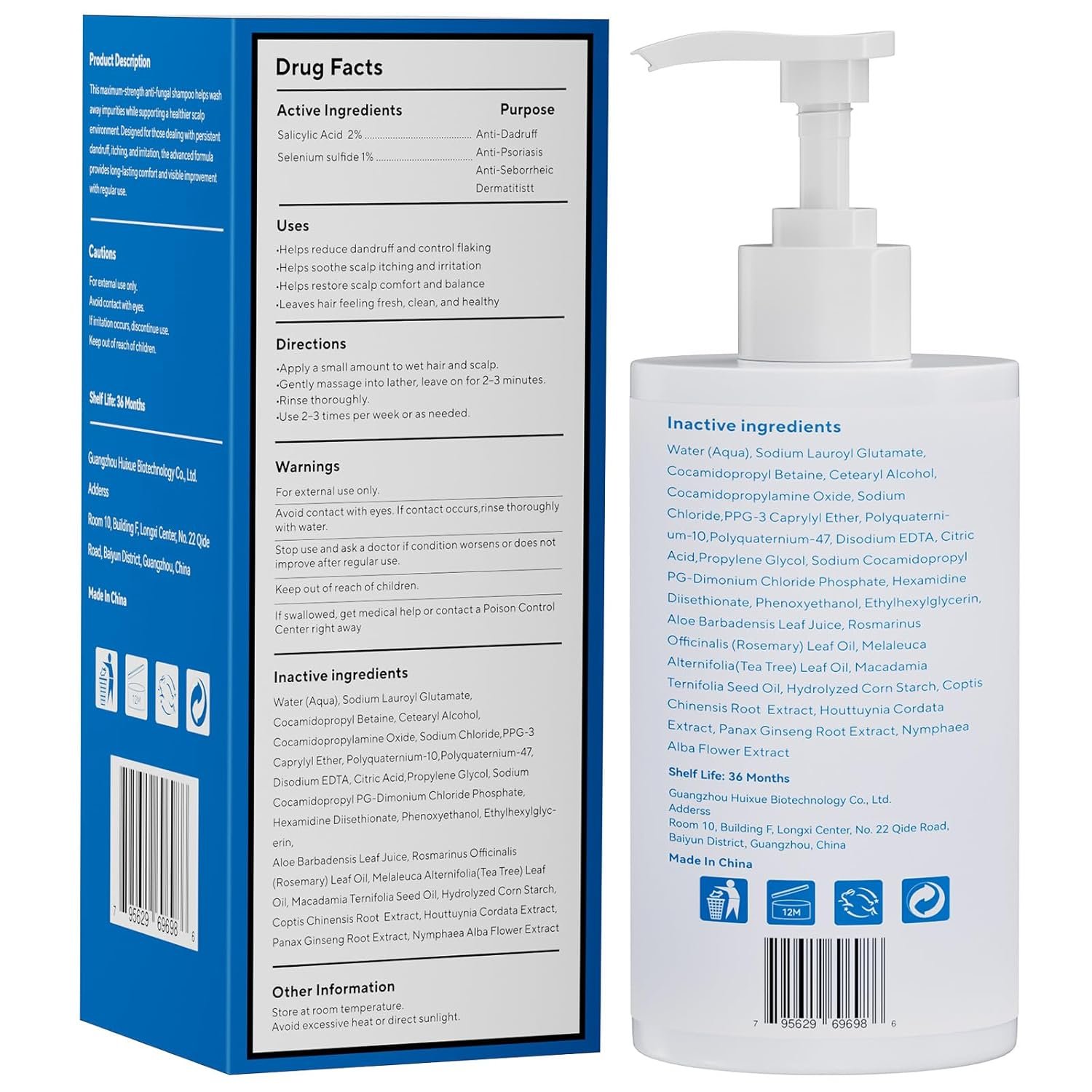 Dandruff Control Shampoo, Sulfate & Paraben-Free, Gentle Scalp Care for Dry Itchy Scalp, Daily Hair Cleanser for Men and Women, 10.14 FL OZ