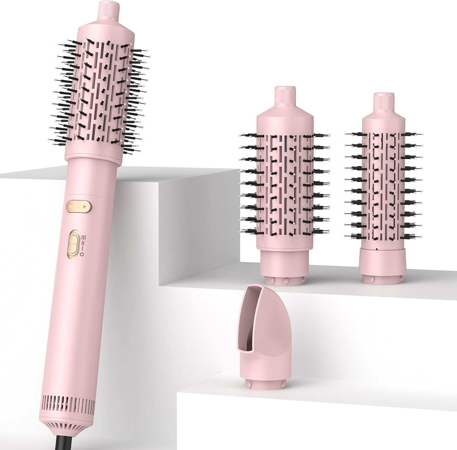 4 in 1 Rotating Hair Dryer Brush,Negative Ionic Brush Blow Dryer 100-120V,3 Heats and 2 Speeds Rotating Hot Air Brush for Curling,Straight,Drying