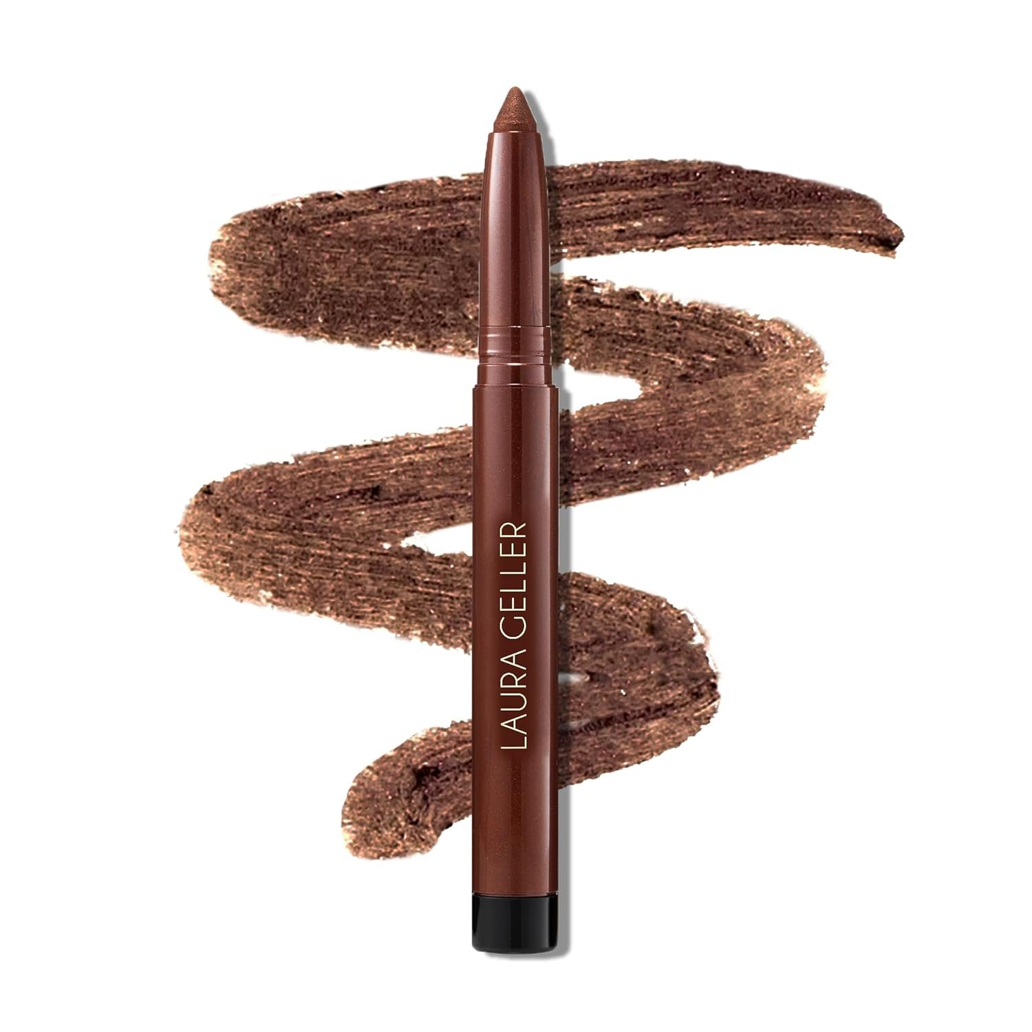 LAURA GELLER NEW YORK Kajal Longwear Kohl Eyeliner Pencil – Dark Brown – Smooth, Blendable Application, Long-Wearing, Non-Creasing – Infused with Caffeine & Vitamin E – Built-In Sharpener