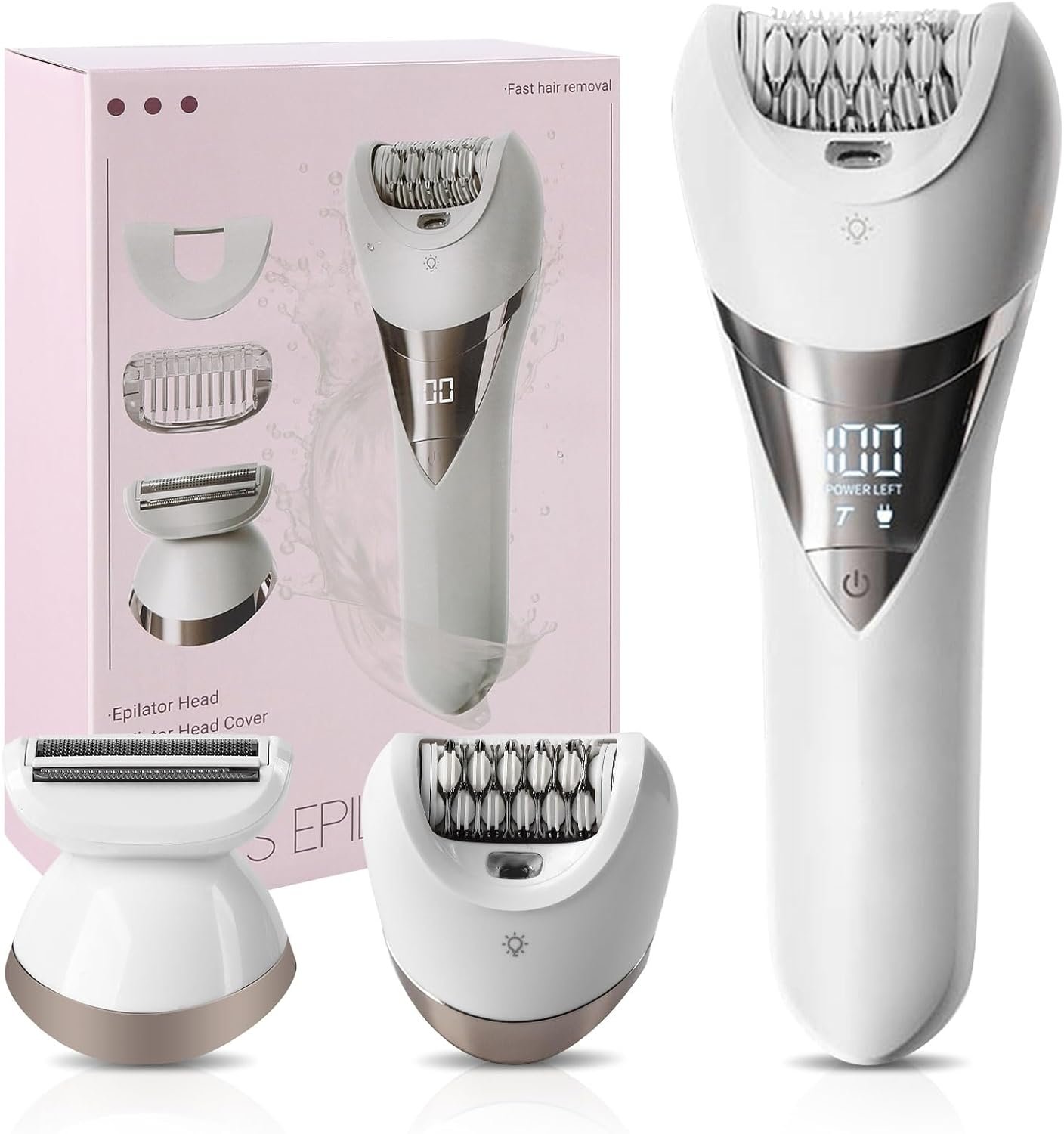 Epilator for Women,Cordless Epilators Hair Removal,Women Shaver for Leg,Armpit,Arm Trimmer,Shave& Epilate,Wide Head for Fast Epilation,Wet & Dry,2 Speeds