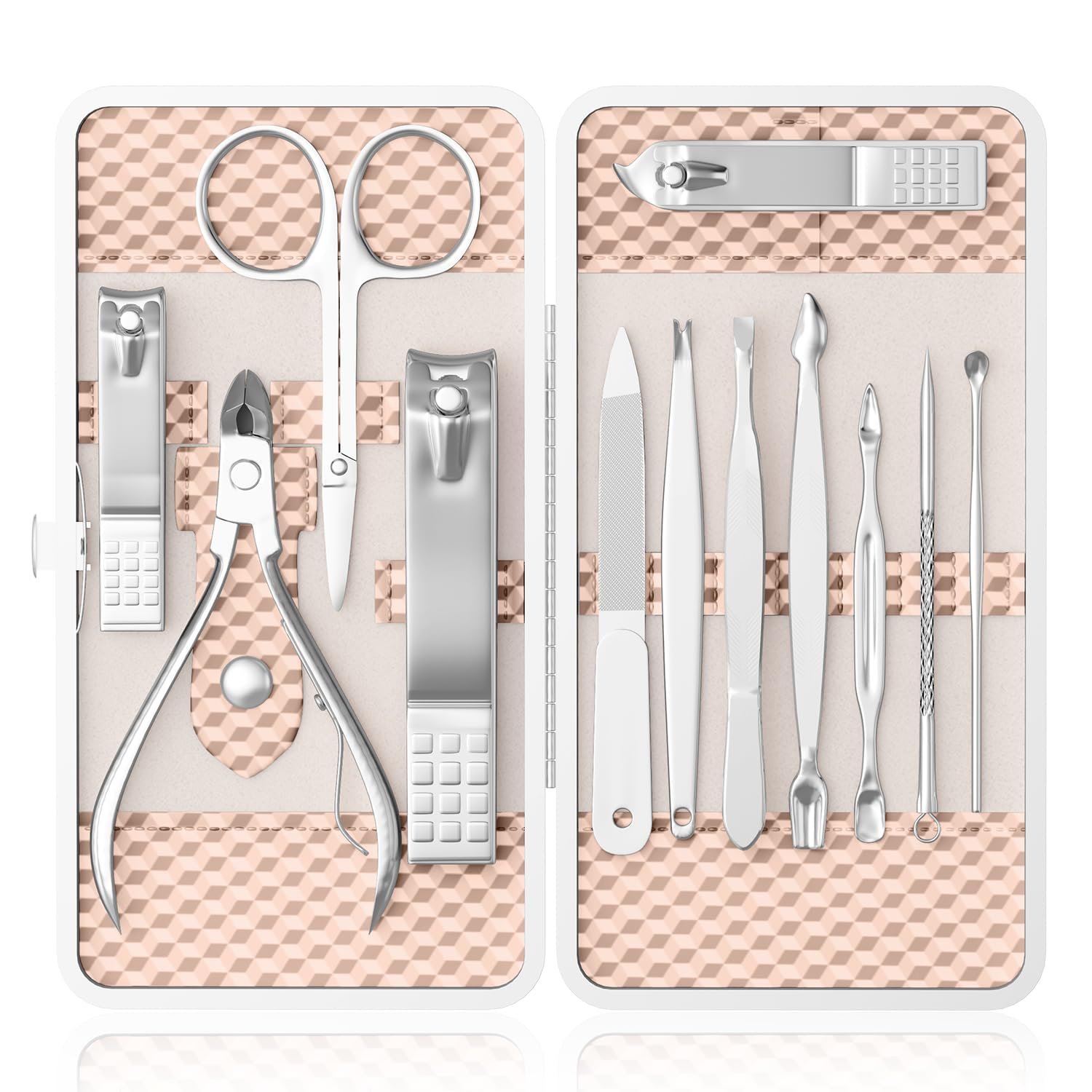 ZIZZON Professional Nail Care kit Manicure Grooming Set with Travel Case(Rose Gold)