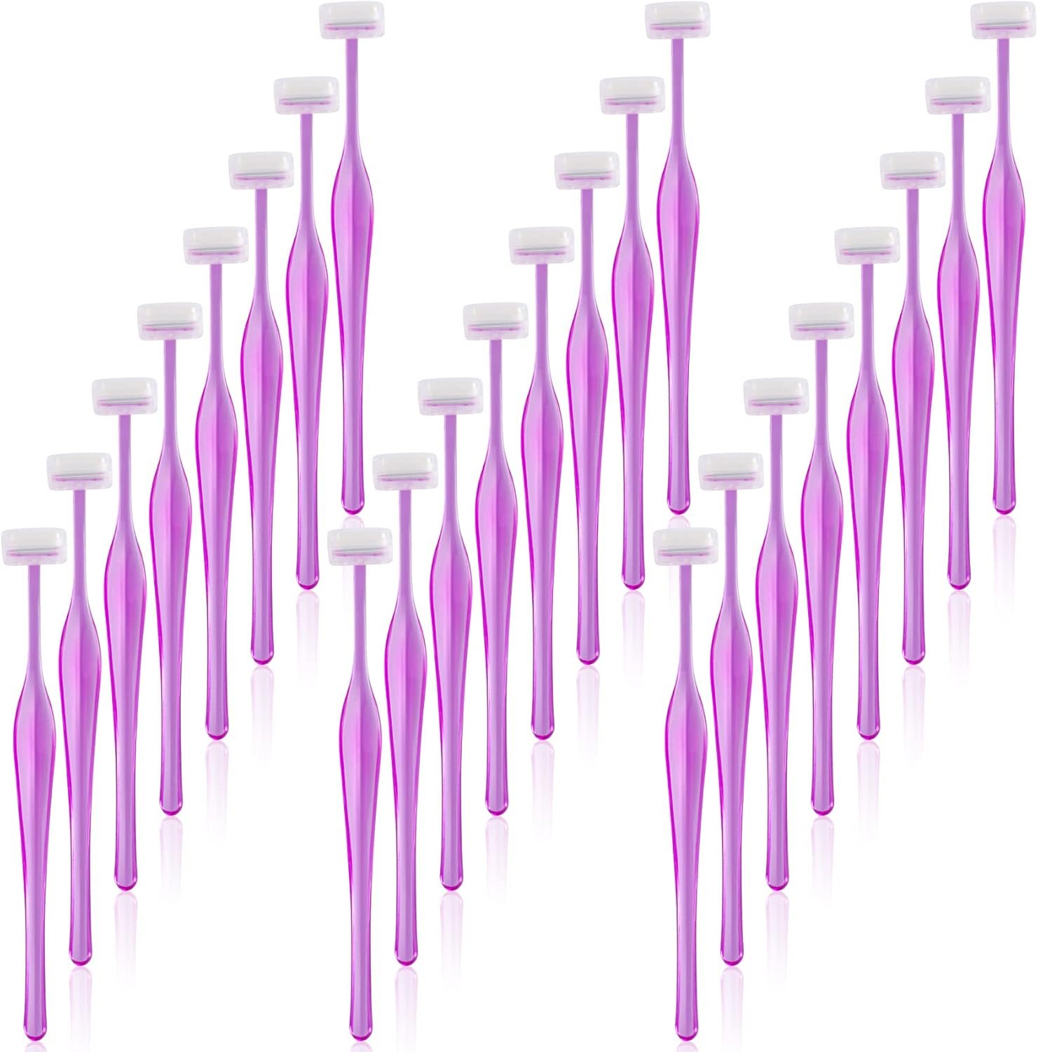 ANCIRS 24 Pack Eyebrow Trimmer Razors for Women Makeup, Facial T Shape Shaver Tool for Eye Brow, Stainless Steel Eyebrow Trimming Kit for Girls- Purple