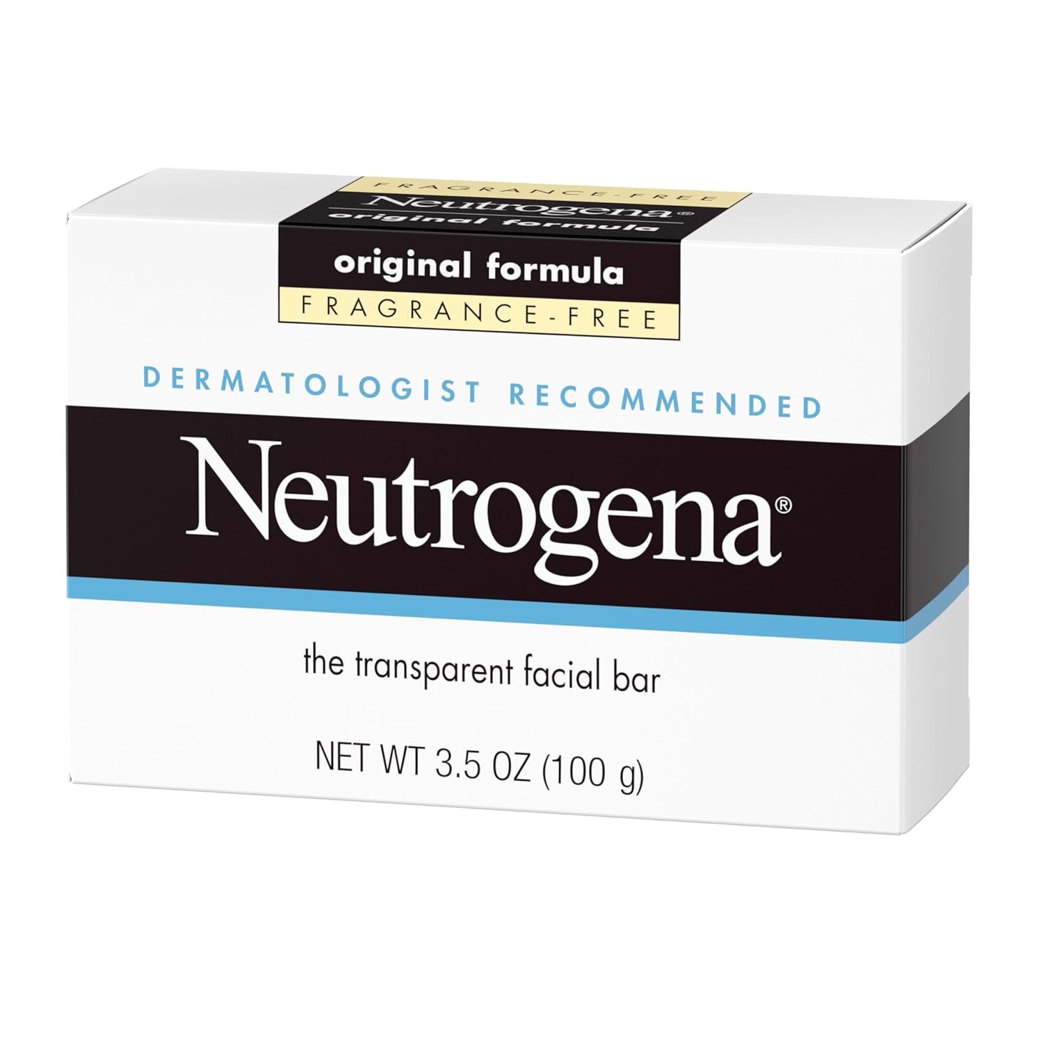 Neutrogena Original Transparent Facial Cleansing Bar, Fragrance-Free Glycerin Face Wash Bar Soap for Gentle Daily Cleansing, Hypoallergenic & Dye-Free Pure Facial Soap, 3.5 oz