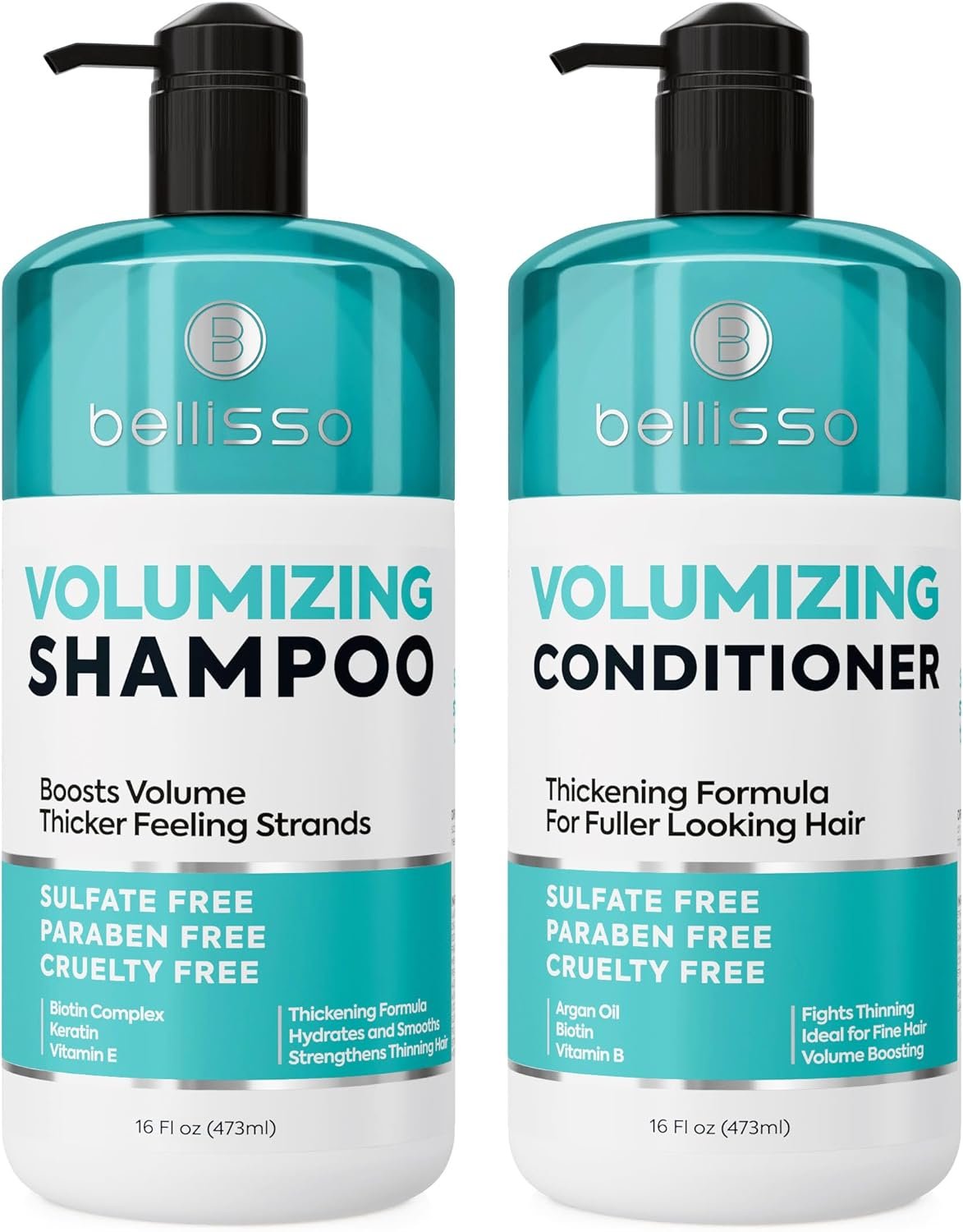 Volumizing Shampoo and Conditioner Set – Sulfate Free, Thickening Formula for Fine and Thin Hair – Volume Boost, Professional Salon Hair Care for Men and Women – 16 Fl Oz (Set of 2)