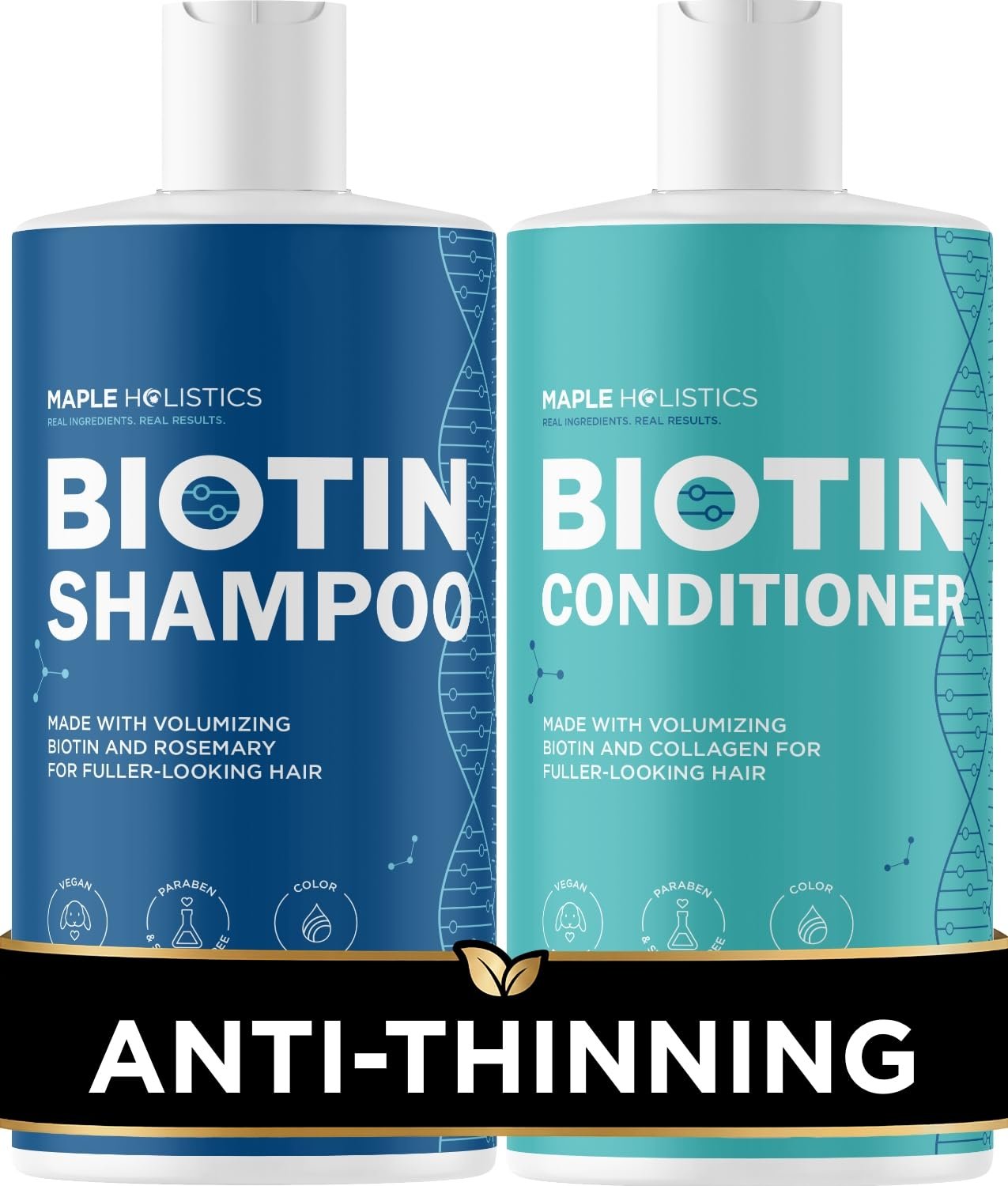 Rosemary Biotin Shampoo and Conditioner Set – Volumizing Shampoo and Conditioner for Thinning Hair for Women & Men with Nourishing B Vitamins – Color Safe Sulfate Paraben & Silicone Free (8 Fl Oz)