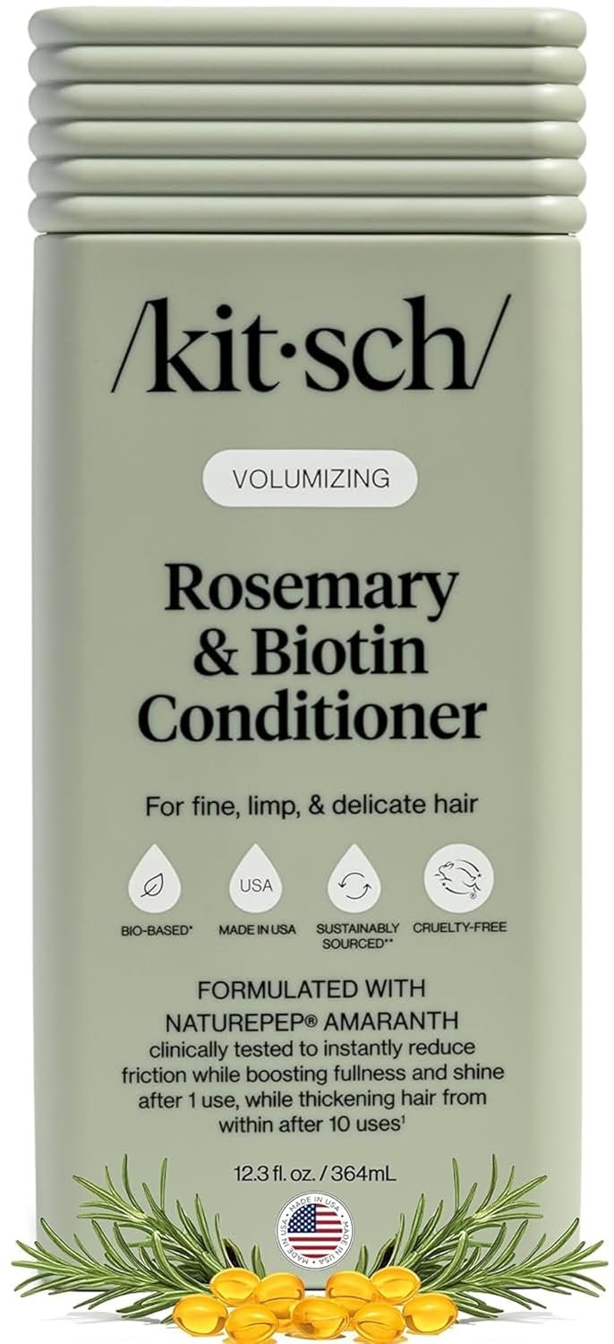 Kitsch Volumizing Rosemary & Biotin Liquid Conditioner for Women and Men for Hair Growth – Boosts Fullness & Shine After 1 Use, Thickening Bio-Based Hair Care, Color-Safe, Made in USA – 12.3 oz