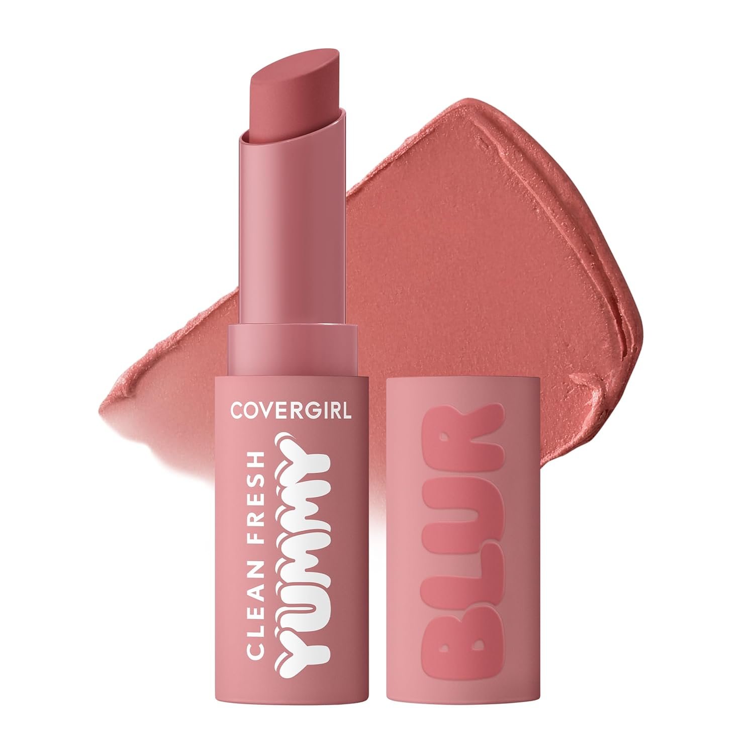 COVERGIRL Clean Fresh Yummy Blur Lipstick, Blurring Effect, Matte Lip Color, Fresh Pear Flavored, Vegan Formula – 220 Pear-fectly (Soft Pink Nude)