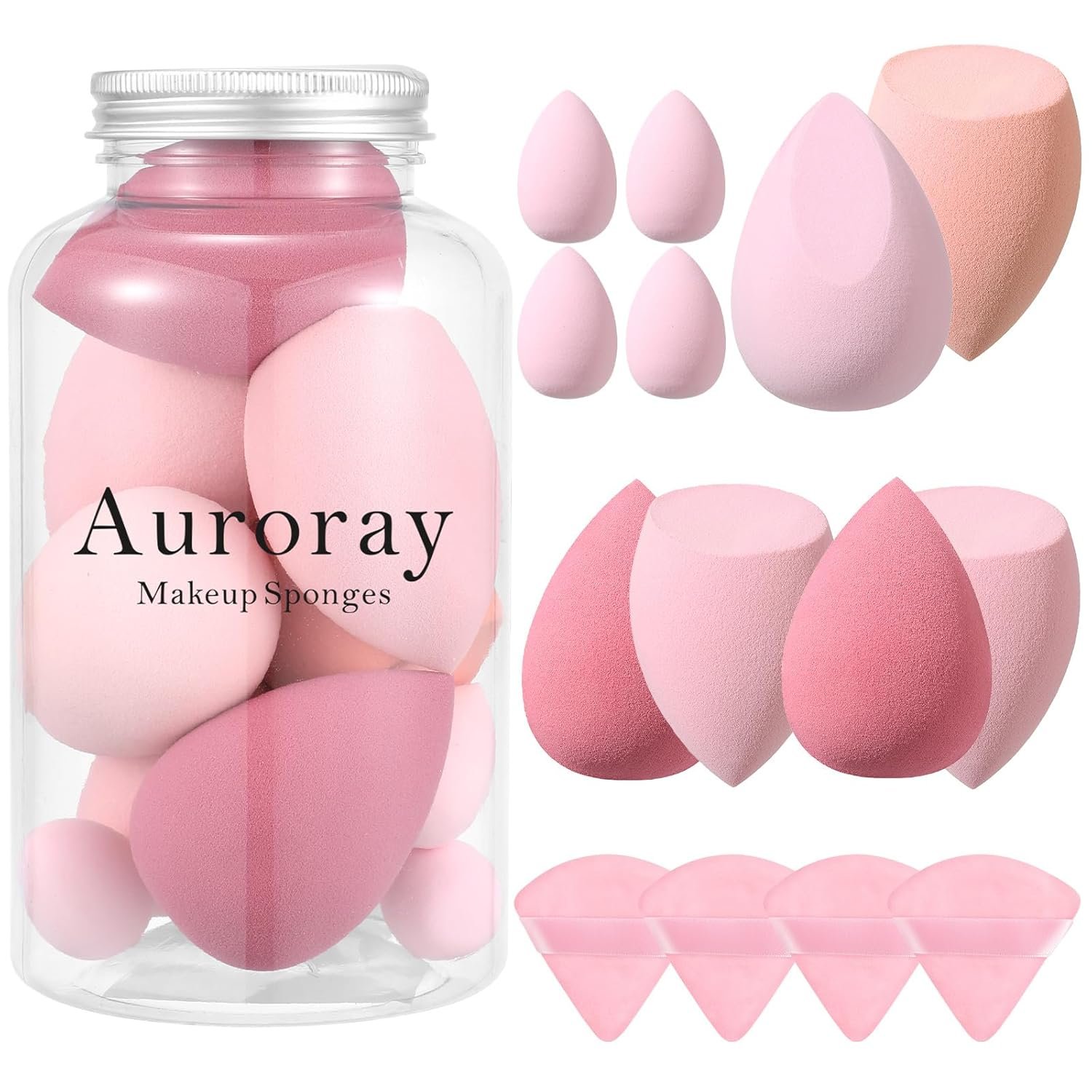 14 Pcs Makeup Sponge Set,Beauty Sponges Blender with 4 Pcs Powder Puff and 4 Pcs Mini Make up Sponges Valentine’s Day,Mother’s Day for Women Liquid,Foundation,Powder,Concealer,Cream(Pink)