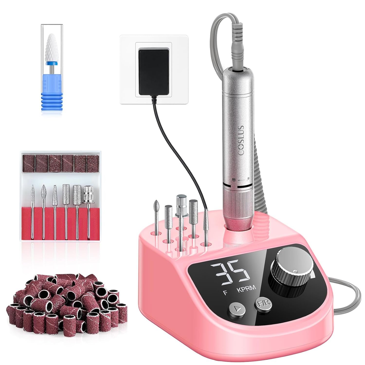 COSLUS E50 Professional Electric Nail Drill: Upgraded Steady Power with LED Display for Acrylics, Gel, Natural Nails – Easy to Use for Women, Nail Art Practice, Desktop Nail File at Home DIY or Salon