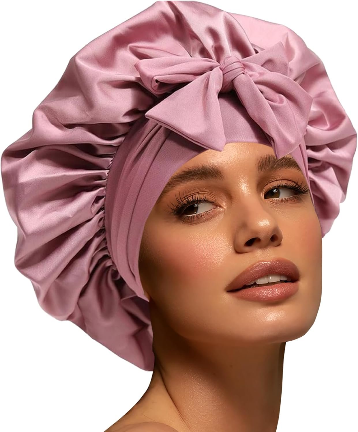 Silk Bonnet for Women, Satin Bonnet for Sleeping, Large Sleep Cap with Elastic Tie Band for Curly Hair