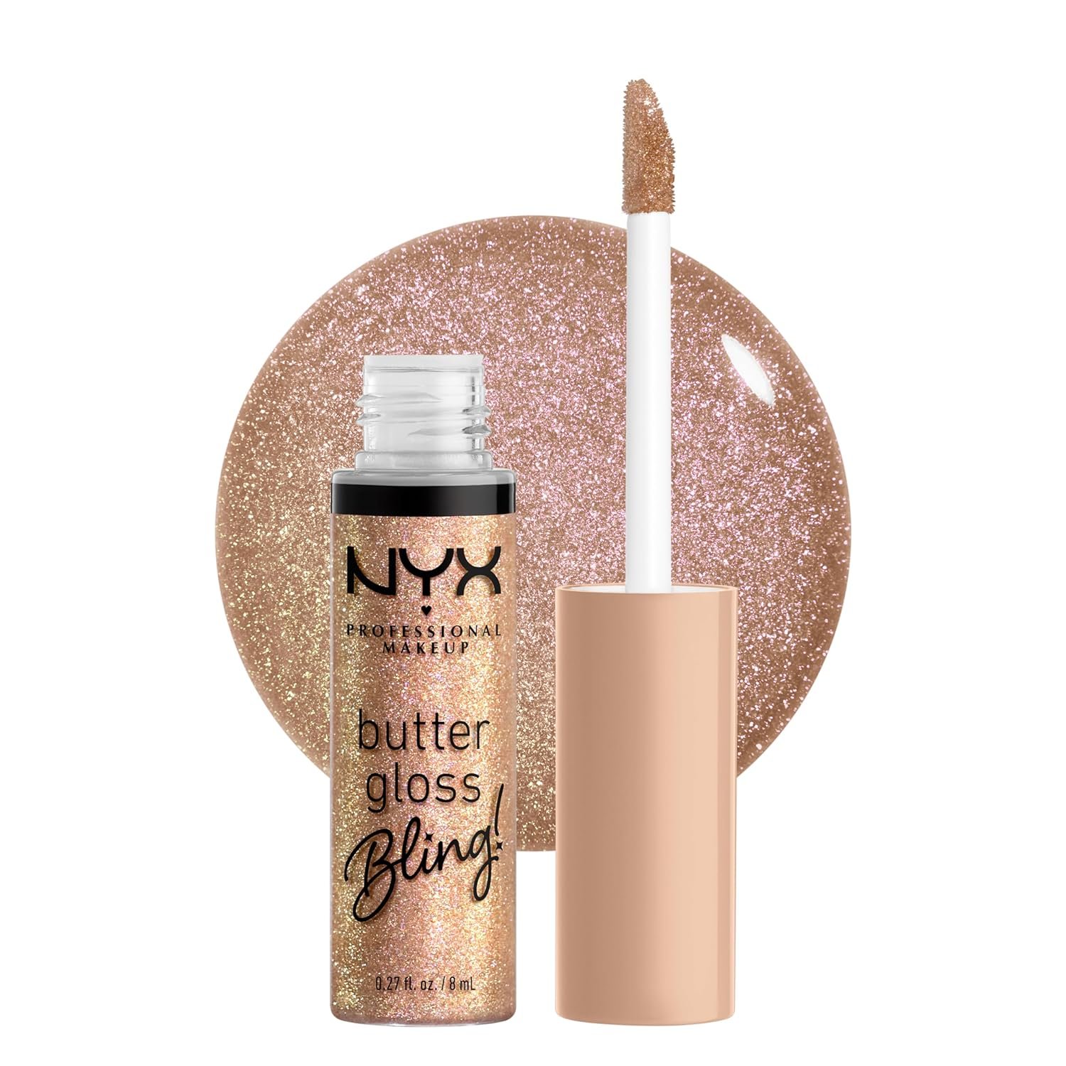 NYX PROFESSIONAL MAKEUP Butter Gloss Bling Lip Gloss, Non Sticky and Shiny Vegan Lip Makeup – Bring The Bling