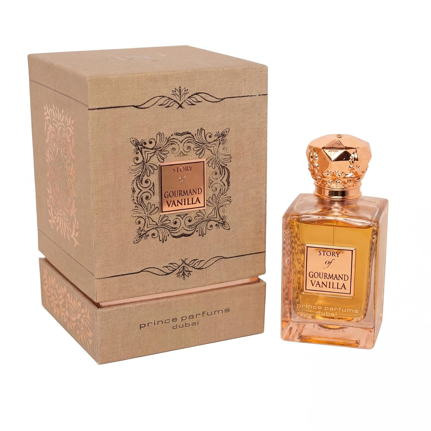 Prince Parfums Dubai – Story of Gourmand Vanilla – Women’s Extrait de Parfum 3.4 Ounces – Luxury Perfume with Coconut, Peach, Tiare Flower & Vanilla – Romantic, Sweet & Long Lasting Fragrance