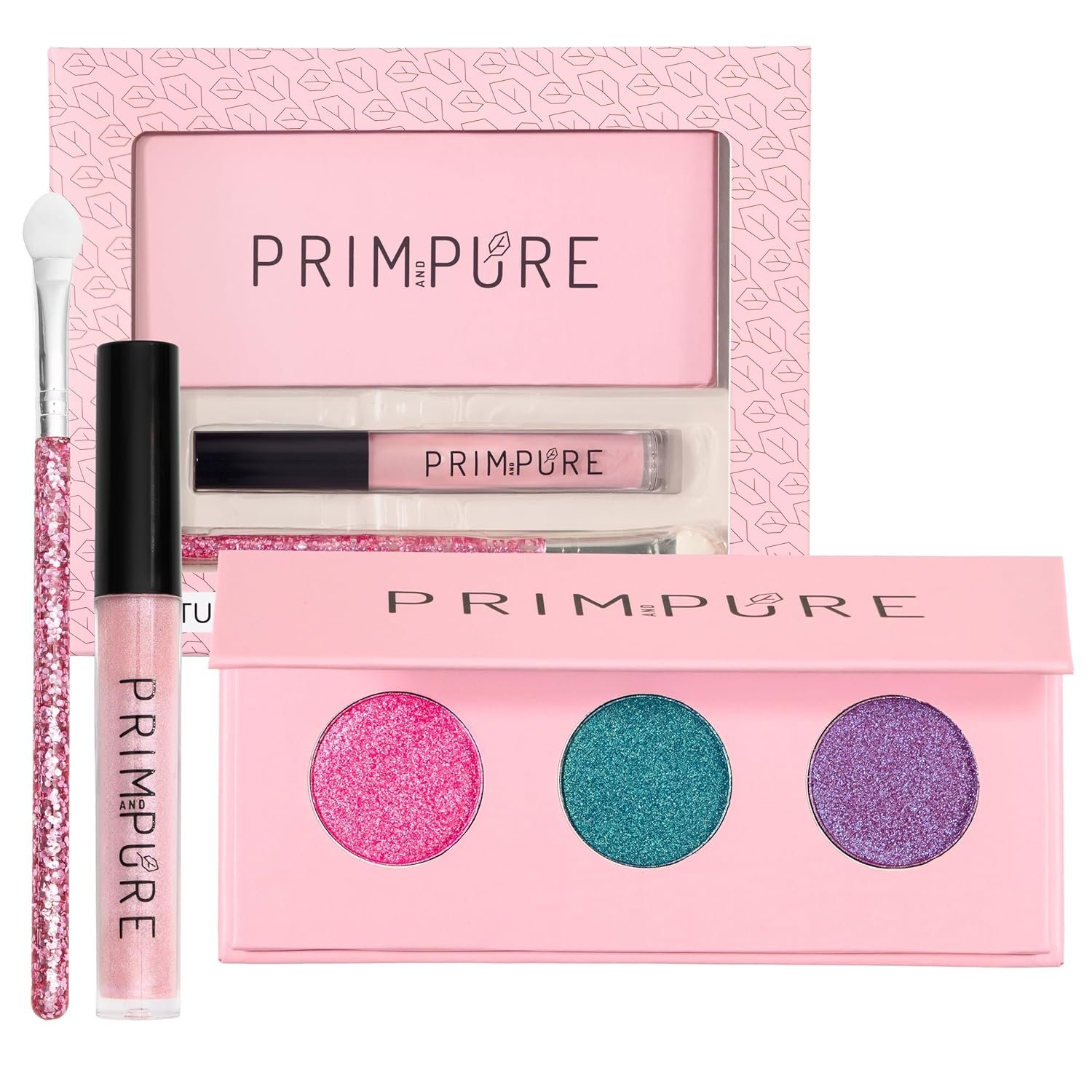 Prim and Pure Natural Mineral Palette | Pressed, Shimmery Eye Makeup Color & Lip Gloss | Vegan & Cruelty Free | Made in USA