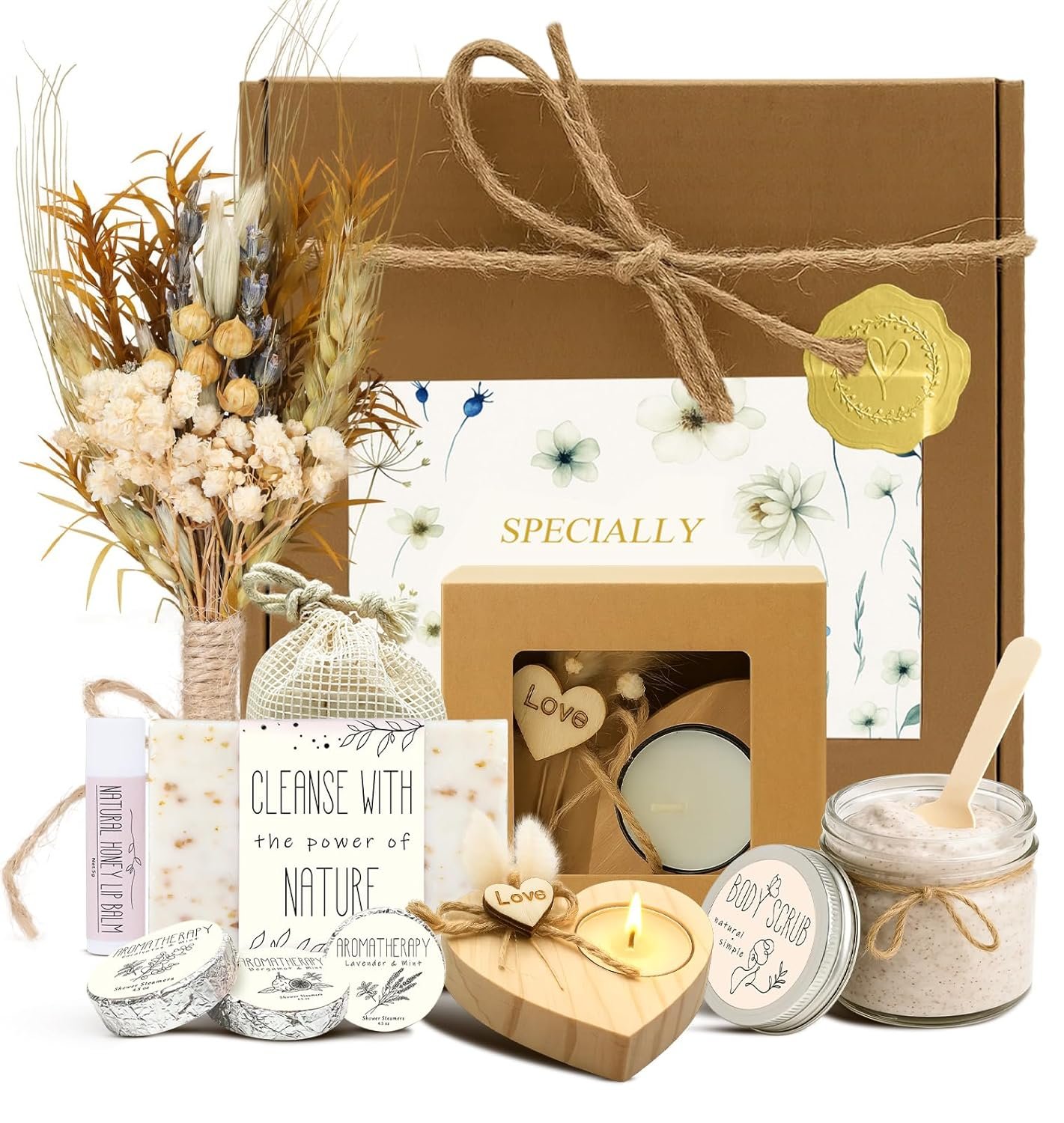 Spa Gifts for Women – Mothers Day Gift Basket for Her, Natural Themed Self Care Kit, Birthday Anniversary Care Package Ideas for Wife Girlfriend Mom from Daughter Husband Friend, 8PCS Items