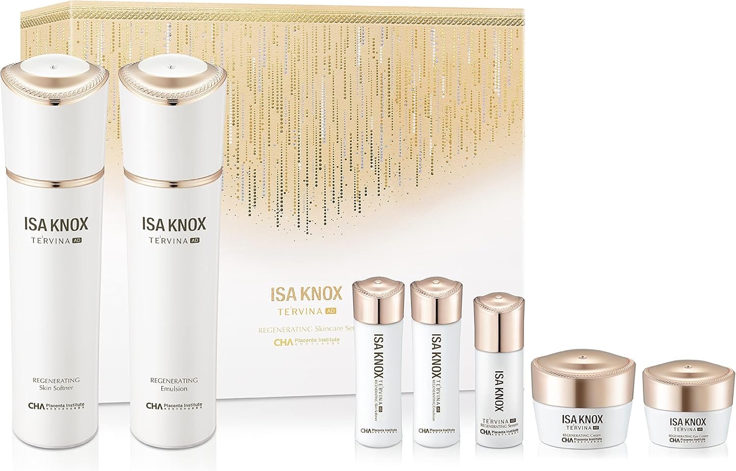 ISA KNOX TE’RVINA AD Regenerating Skincare Set (12.7fl oz) – Hydrating, Nourishing & Firming Toner & Moisturizer Set for Youthful and Radiant Skin, Placenta, Rose Absolute
