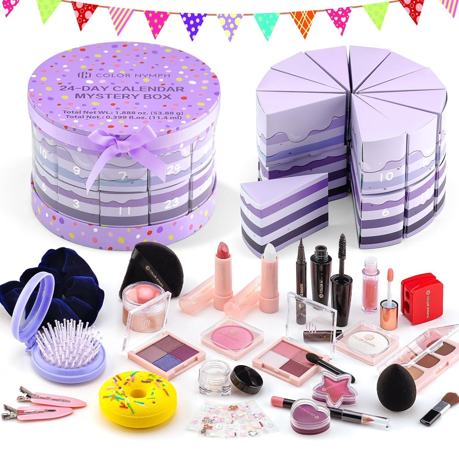 Color Nymph Makeup Advent Calendar 2025, 24 Days Advent Calendar Mystery Box for Christmas, Makeup Gift Sets – Xmas Beauty Countdown Calendar Cosmetics Kit for Women Girls Teens Daughters #Purple