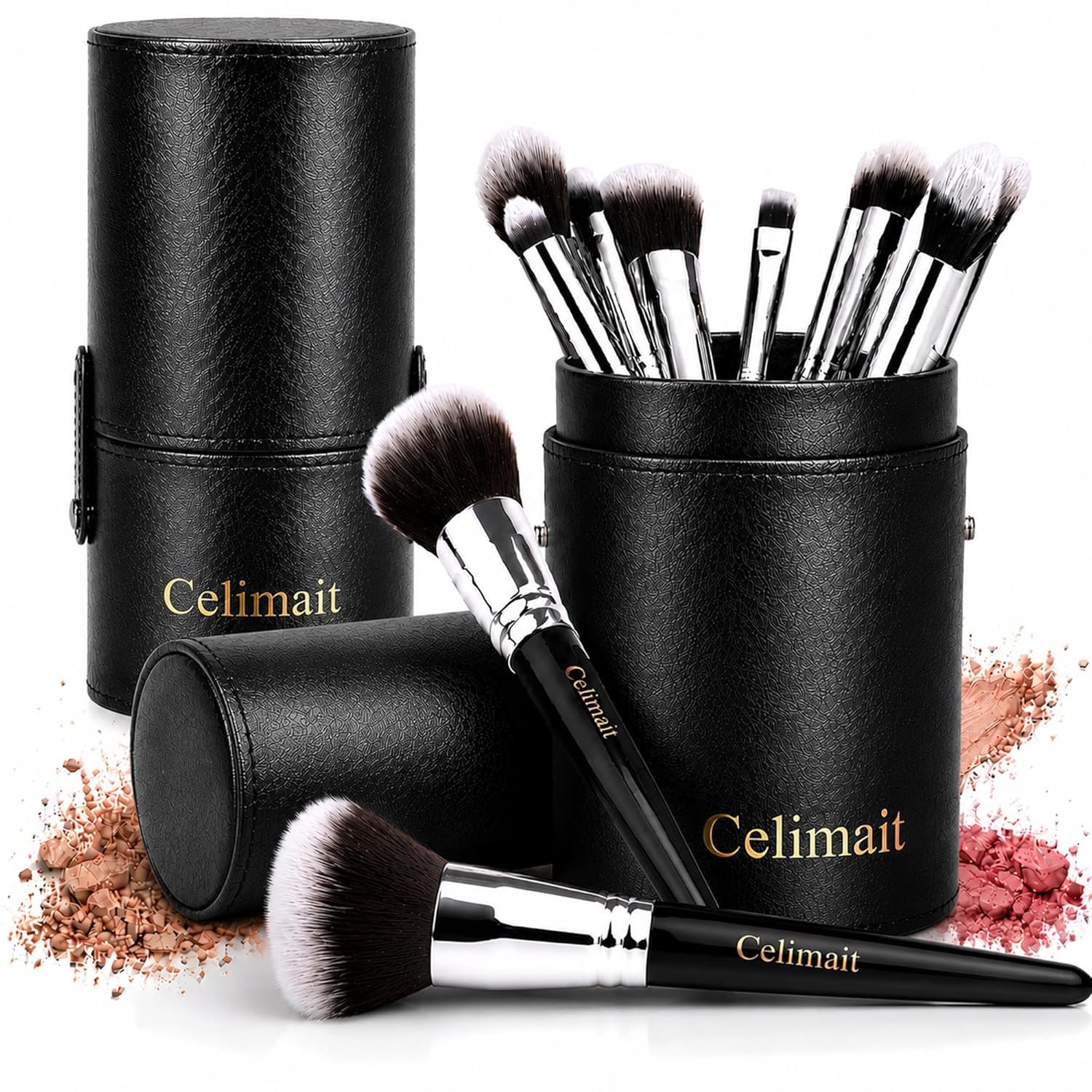 Makeup Brushes Set with Travel Case, Soft Synthetic Bristles Makeup Brush Kit for Foundation Powder Blush Eyeshadow Concealer, Face Eye Brushes for Daily Use Travel Beginner Friendly, 12PCS