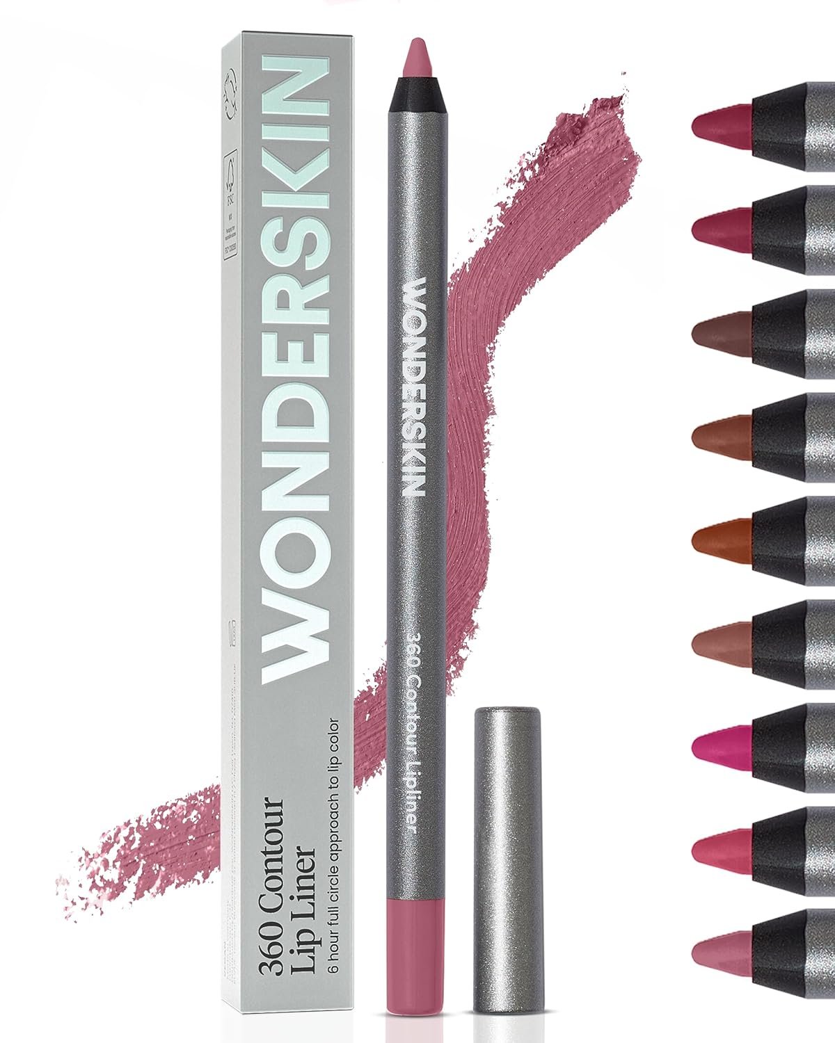 Wonderskin Lipliner Pencil – 360 Contour Lipliner, Long Lasting, Sharpenable, Waterproof and Transfer-Proof Nude Lip Liner Pencil (Blush)
