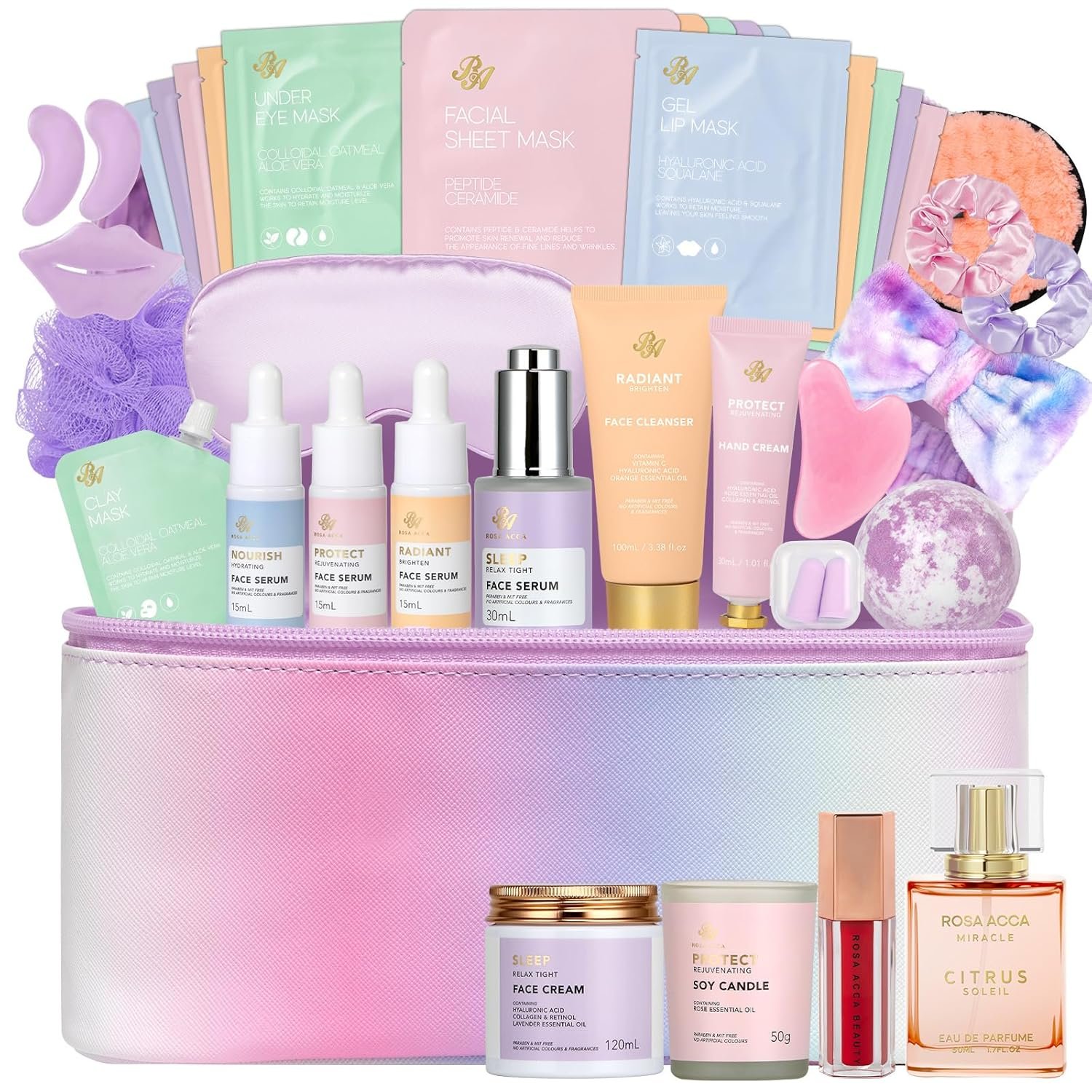 Gifts for Women, 36 Pcs Spa Gifts Basket Set for Women, Birthday Gifts, Hydrating Face Skin Care Gifts Set, Bath & Body Beauty Care Kit, Makeup Bag, Face Serum, Christmas, Anniversary, Wife, Mom