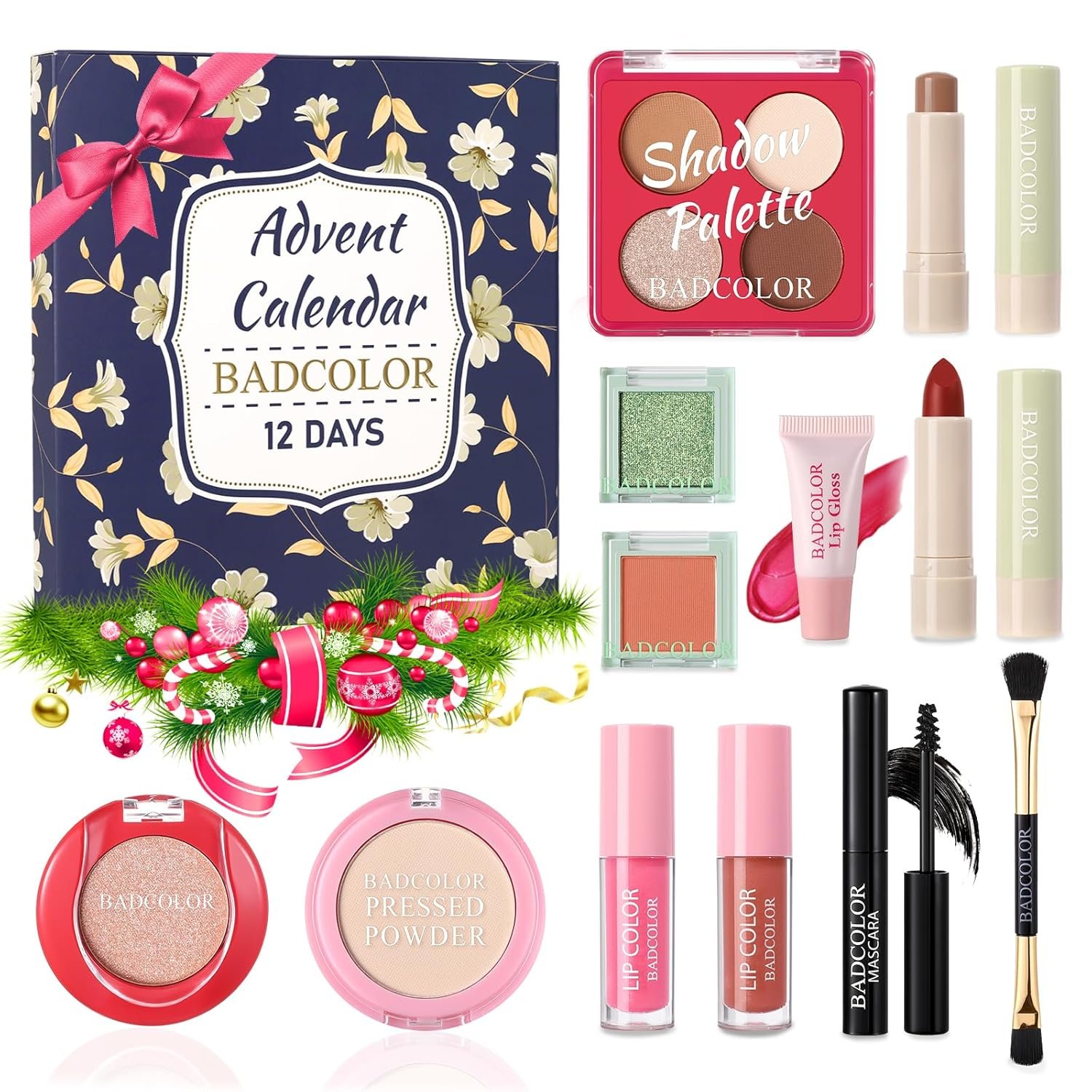 Advent Calendar 2025, 12 Days Christmas Countdown Calendar – Individually Boxed Makeup Gift Set, Xmas Beauty & Cosmetics Surprise Full Makeup Kit for Women Teen Girls