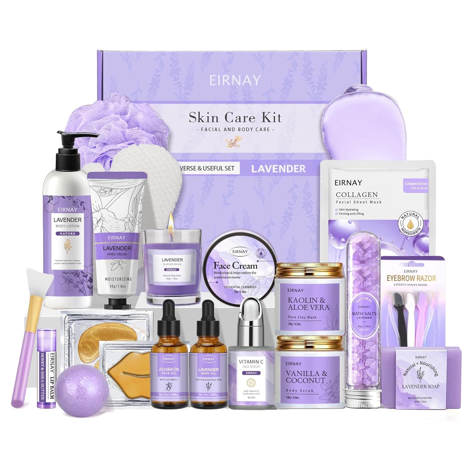 Mothers Day Gifts for Women, Spa Gifts Basket for Women, 21pcs Lavender Bath and Body Gift Basket, Self Care Gifts, Facial Skin Care Set, Birthday Gifts for Mom, Wife, Girlfriend, Sister
