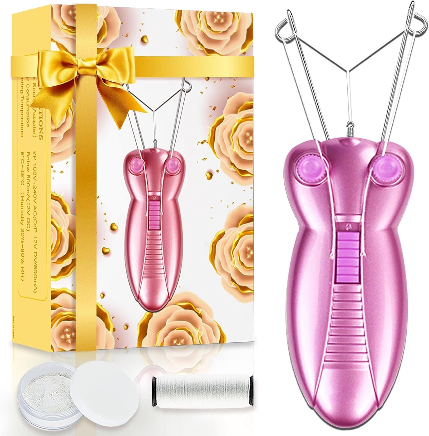 Facial Hair Remover for Women: At-Home Electric face Threading | Electric Cotton-Thread Facial Threading Machine Removes Upper Lip and Chin & Cheeks Hair Saves on Salon and Waxing Costs