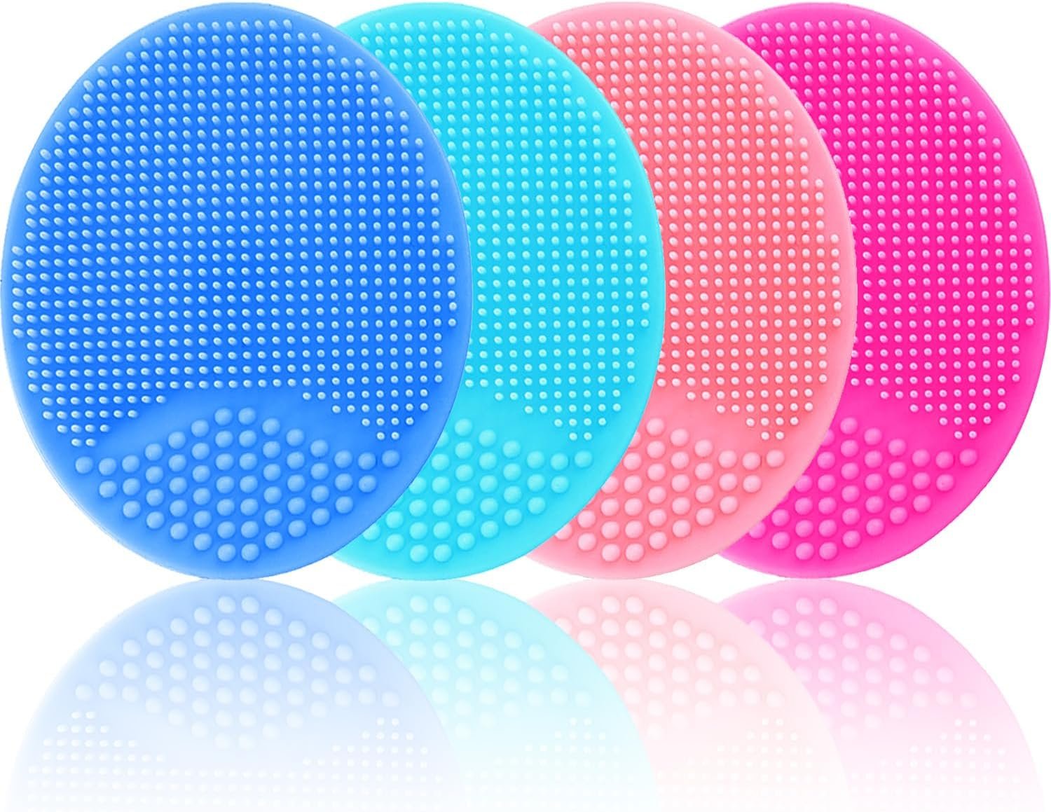 Silicone Facial Cleansing Brush – 4 Pack Face Scrubber & Exfoliator for Deep Cleaning, Soft Brush, Blackhead & Acne Pore Care